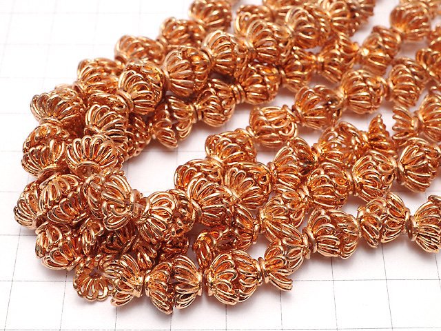 Copper Bead cap 10 x 10 x 5 mm half or 1 strand beads (aprx.7 inch / 18 cm)