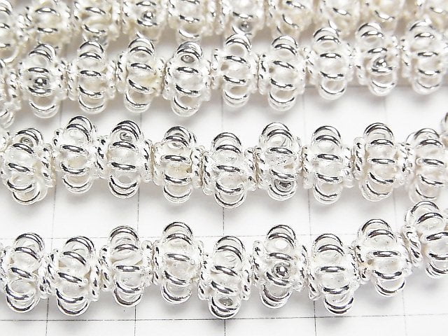 Copper Rondelle 9 x 9 x 6 mm Silver coating half or 1 strand beads (aprx.7 inch / 18 cm)