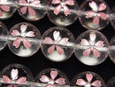 [Video] Pink cherry blossom carved! Crystal AAA Round 8mm,10mm,12mm,14mm 1/4 or 1strand beads (aprx.15inch/36cm)