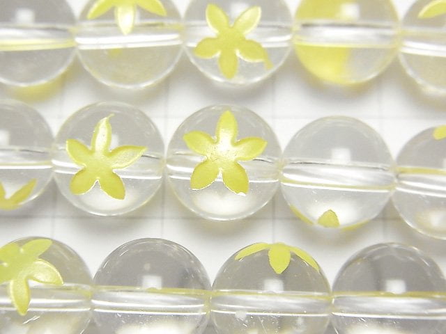 [Video] Flower Carved! Crystal AAA Round 8mm,10mm [Yellow] 1/4 or 1strand beads (aprx.15inch/38cm)