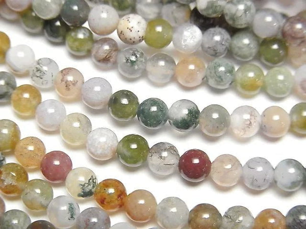 [Video] Indian Agate Round 4mm 1strand beads (aprx.15inch / 37cm)