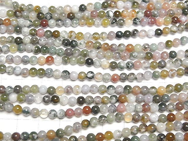 [Video] Indian Agate Round 4mm 1strand beads (aprx.15inch/38cm)