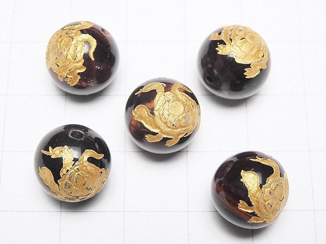 [Video] Golden! Carved of Turtle (Four Divine Beasts)! Red Tiger's Eye Round 10mm,12mm,14mm,16mm Half chain/Bracelet