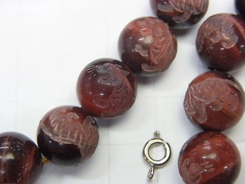 Carved by Tiger (Four Divine Beasts)! Red Tiger's Eye Round 10mm,12mm,14mm Half/Bracelet