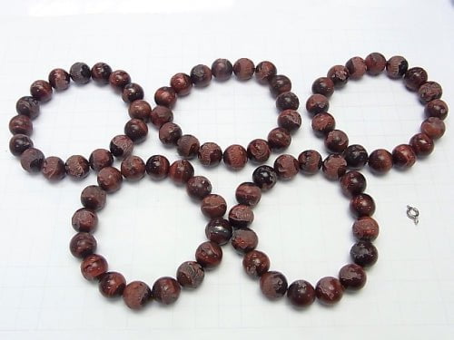 Carved by Tiger (Four Divine Beasts)! Red Tiger's Eye Round 10mm,12mm,14mm Half/Bracelet