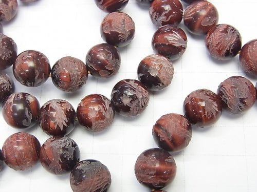 Dragon (Four Divine Beasts)'s Carved! Red Tiger's Eye Round 10mm,12mm,14mm Half/Bracelet