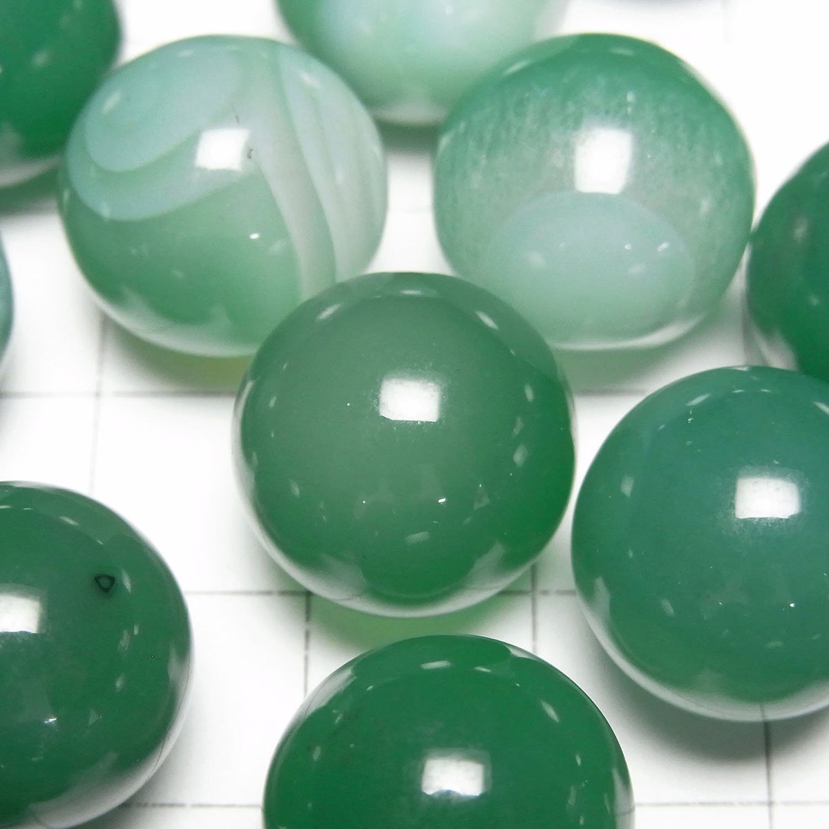 綠紋瑪瑙圓珠，圓形 15mm 3顆