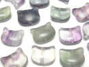 [Video] Multicolor Fluorite Cat Motif 10x12mm [Drilled Hole] 3pcs
