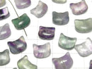 [Video] Multicolor Fluorite Cat Motif 10x12mm [Drilled Hole] 3pcs