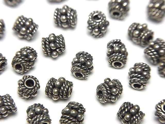 Bali Silver Rondelle 5x5x5mm Oxidized Finish 2pcs