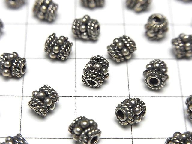 Bali Silver Rondelle 5x5x5mm Oxidized Finish 2pcs