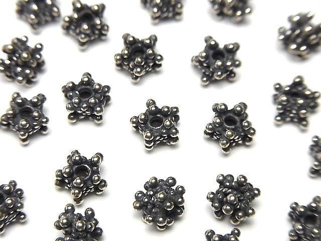 Bali Silver Rondelle 6x6x5mm Oxidized Finish 1pc