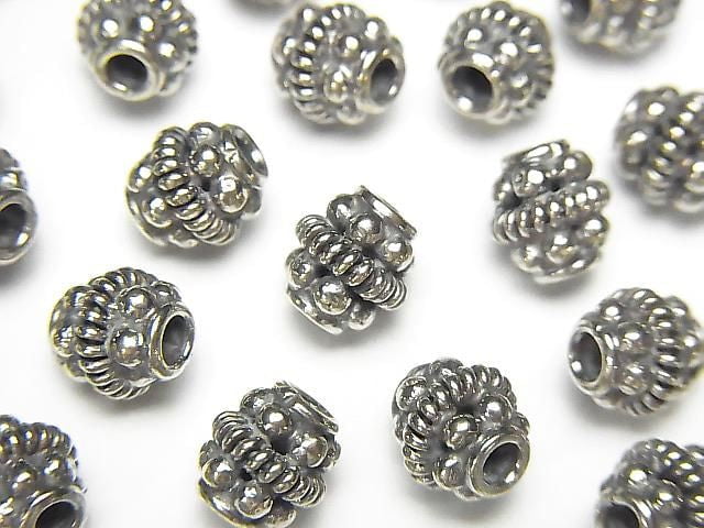 Bali Silver Rondelle 7x7x7mm Oxidized Finish 1pc