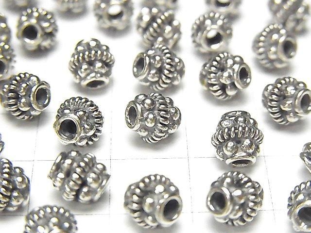 Bali Silver Rondelle 7x7x7mm Oxidized Finish 1pc