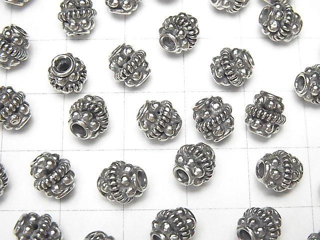 Bali Silver Rondelle 7x7x7mm Oxidized Finish 1pc