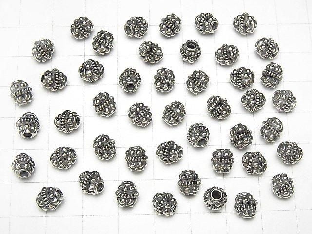 Bali Silver Rondelle 7x7x7mm Oxidized Finish 1pc