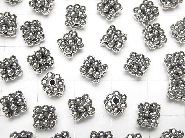 Bali Silver Rondelle 6.5x6.5x6mm Oxidized Finish 1pc