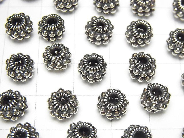 Bali Silver Roundel 8x8x6mm Oxidized Finish 2pcs $6.79!