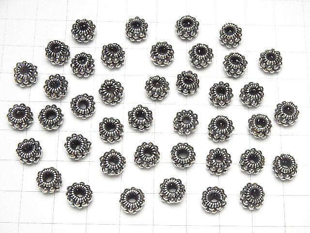 Bali Silver Roundel 8x8x6mm Oxidized Finish 2pcs $6.79!