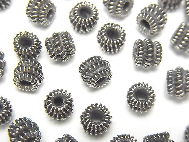 Bali Silver Rondelle 6x6x5mm Oxidized Finish 2pcs