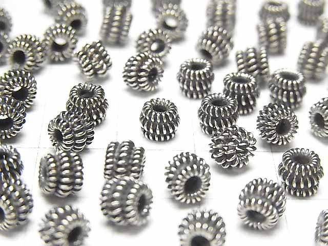 Bali Silver Rondelle 6x6x5mm Oxidized Finish 2pcs