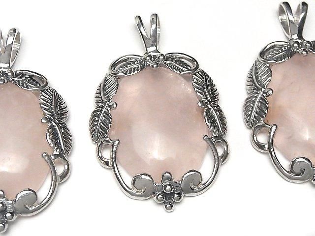 Bali Silver Rose Quartz AA+ Pendant 1pc