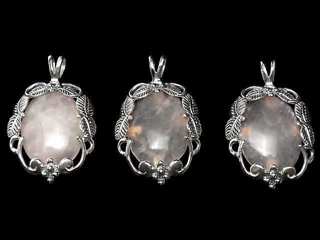 Bali Silver Rose Quartz AA+ Pendant 1pc