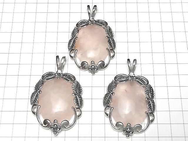 Bali Silver Rose Quartz AA+ Pendant 1pc