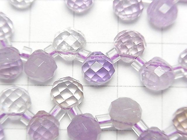 [Video] Light Color Amethyst AA++ Onion Faceted Briolette 7x7x7mm 1/4 or 1strand beads (aprx.15inch/36cm)