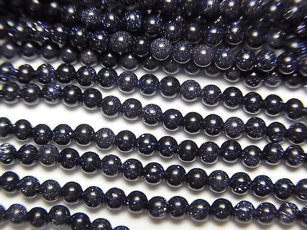 [Video]Blue Golden Sand Stone Round 2mm 1strand beads (aprx.15inch/37cm)