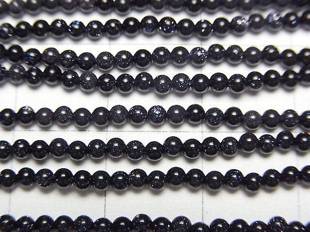 [Video]Blue Golden Sand Stone Round 2mm 1strand beads (aprx.15inch/37cm)