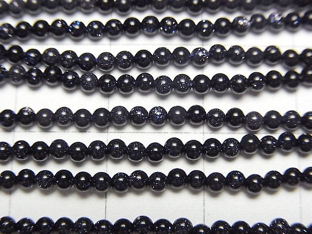 [Video]Blue Golden Sand Stone Round 2mm 1strand beads (aprx.15inch/37cm)