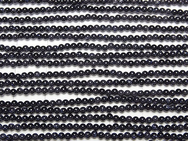 [Video]Blue Golden Sand Stone Round 2mm 1strand beads (aprx.15inch/37cm)