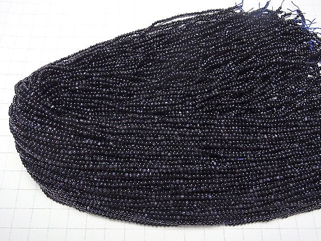 [Video]Blue Golden Sand Stone Round 2mm 1strand beads (aprx.15inch/37cm)