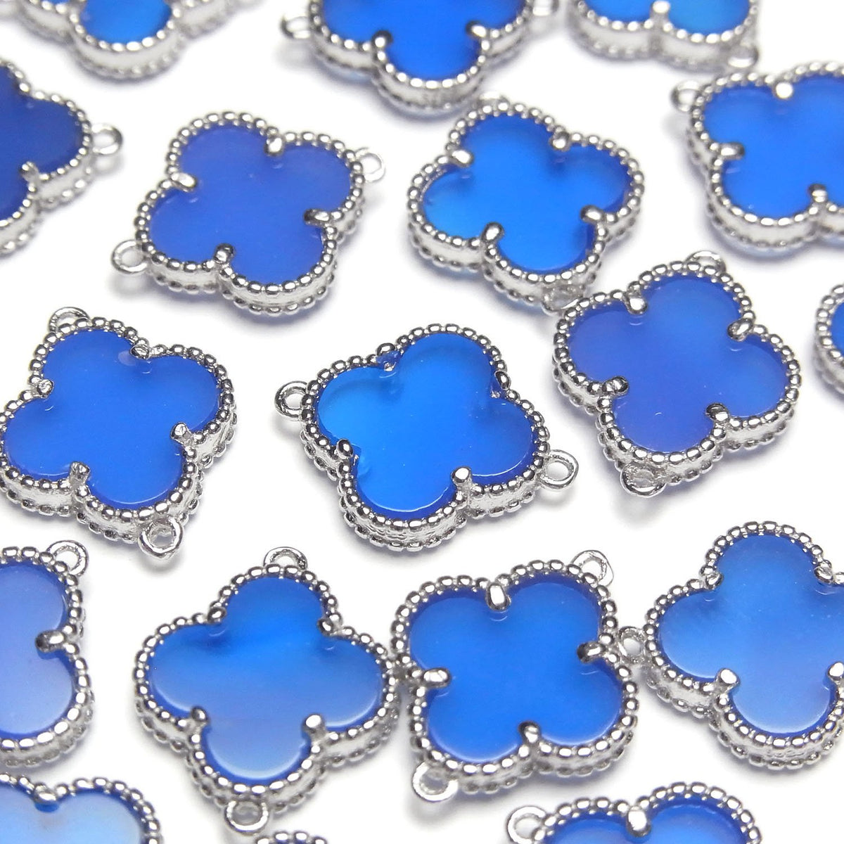 Blue Chalcedony Flower Charm 11x11mm [Both Sides] Silver925 1pc