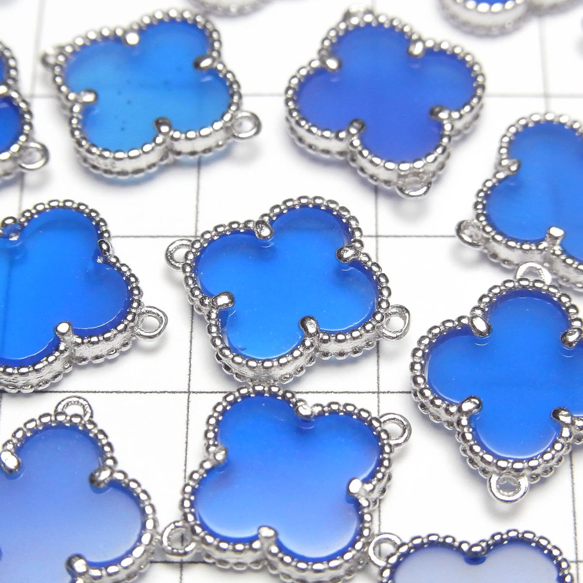 Blue Chalcedony Flower Charm 11x11mm [Both Sides] Silver925 1pc
