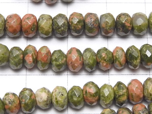 Unakite Faceted Button Rondelle 6x6x4mm half or 1strand beads (aprx.15 inch / 38 cm)