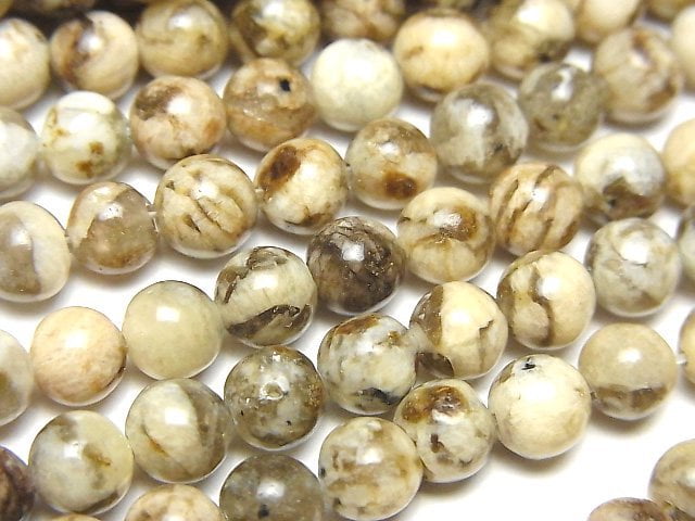 Feldspar/Graphic Granite, Round Gemstone Beads
