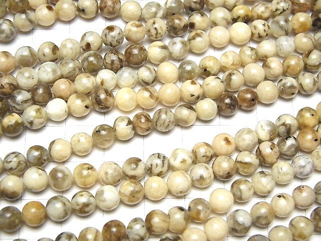 Graphic Granite Round 6mm 1strand beads (aprx.15inch / 37cm)