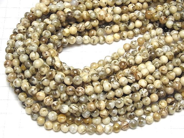 Graphic Granite Round 6mm 1strand beads (aprx.15inch / 37cm)