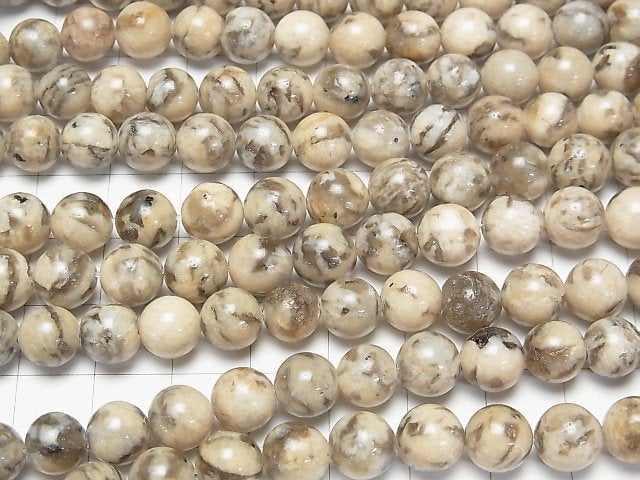 [Video] Graphic Granite Round 8mm 1strand beads (aprx.15inch/36cm)