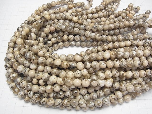 [Video] Graphic Granite Round 8mm 1strand beads (aprx.15inch/36cm)