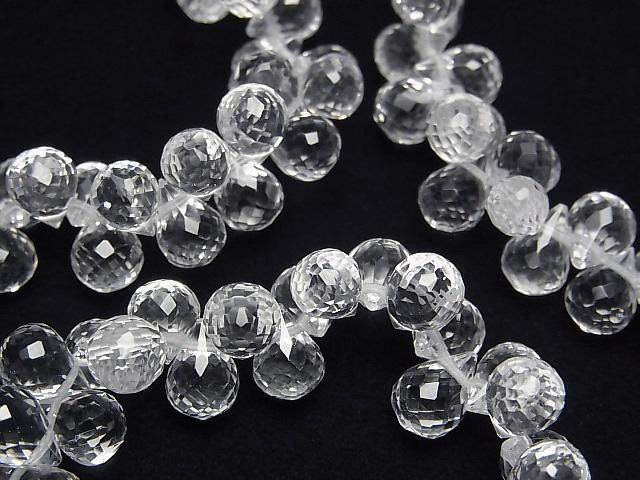 Haute qualité ! Cristal de quartz AAA, goutte à facettes, Briolette 8x6x6mm, 1/4 fil - Bracelet