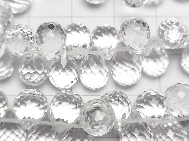 [Video] High Quality! Crystal AAA Drop Faceted Briolette 10x7x7mm 1/4strands -Bracelet