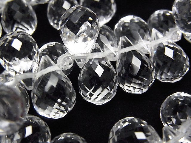 Crystal Quartz, Drop, Faceted Briolette Gemstone Beads