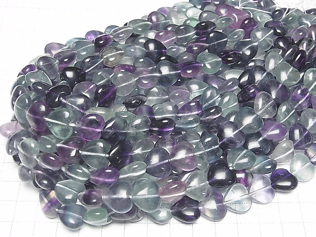 [Video] Multicolor Fluorite AAA Vertical Hole Heart 14x14mm half or 1strand beads (aprx.15inch/36cm)