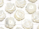 [Video] Mother of Pearl MOP White Rose 10mm [Half Drilled Hole] 4pcs