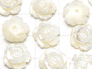 [Video] Mother of Pearl MOP White Rose 12mm [Half Drilled Hole] 4pcs