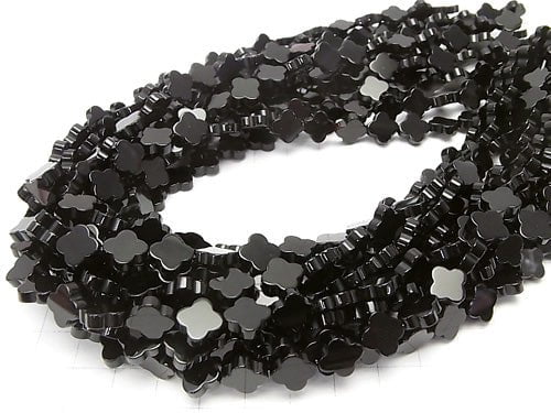 [Video] Onyx flower motif 10x10mm half or 1strand beads (aprx.15inch/37cm)