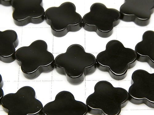 Onyx Flower motif 12 x 12 x 3 mm half or 1 strand beads (aprx.15 inch / 36 cm)